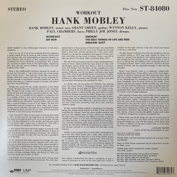 Back Cover: Hank Mobley – Workout (Blue Note Classic Vinyl Series) Vinyl LP | Relix