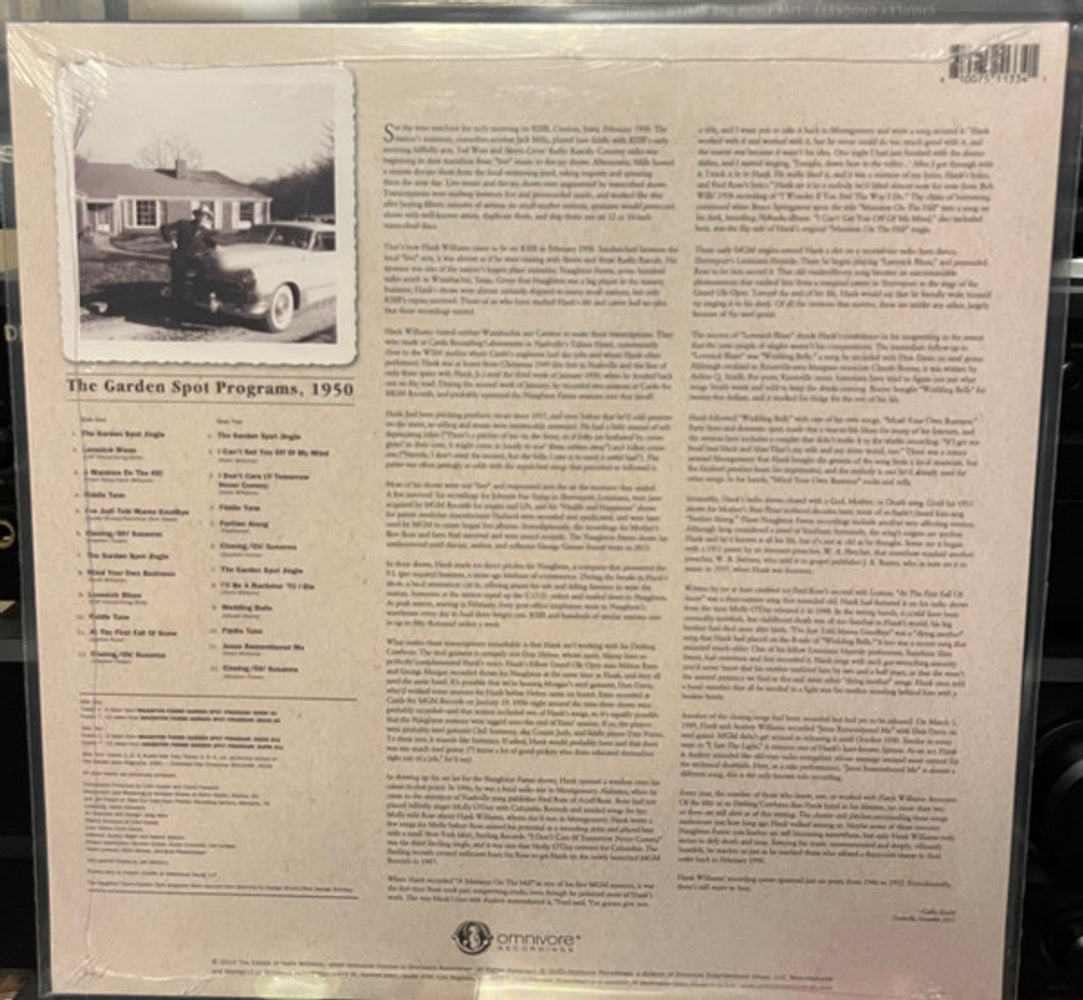 Back Cover: Hank Williams – Garden Spot Programs 1950 (Centennial Edition LP Vinyl) Vinyl LP | Relix