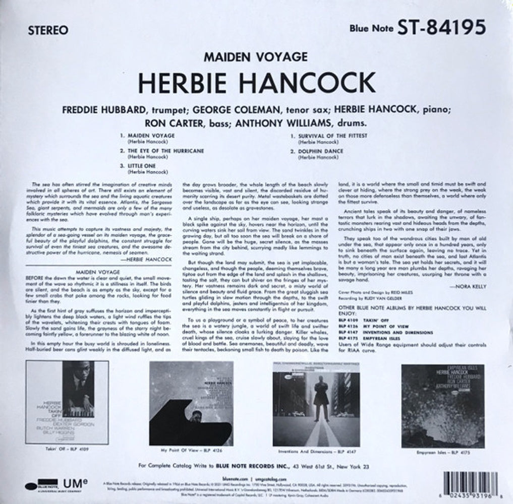 Back Cover: Herbie Hancock – Maiden Voyage: Blue Note Classic Series Vinyl LP | Relix