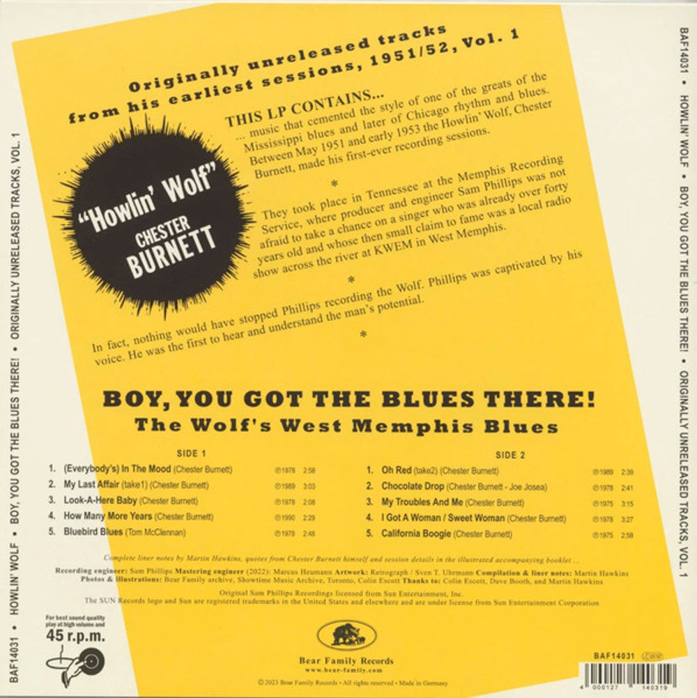 Back Cover: Howlin' Wolf – Boy You Got The Blues There! Vol. 1: The Wolf's Vinyl LP | Relix