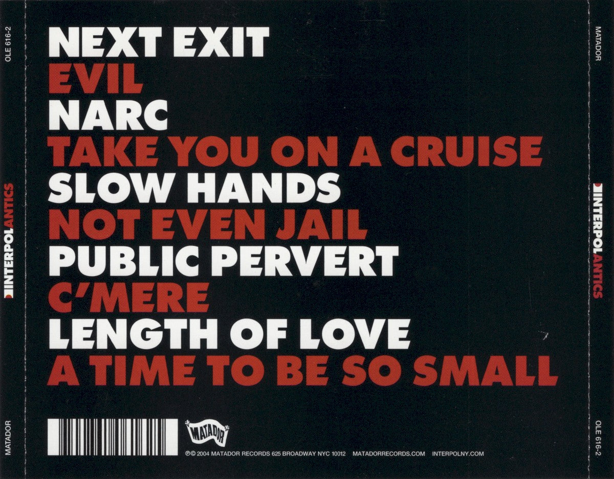 Back Cover: Interpol – Antics CD | Relix