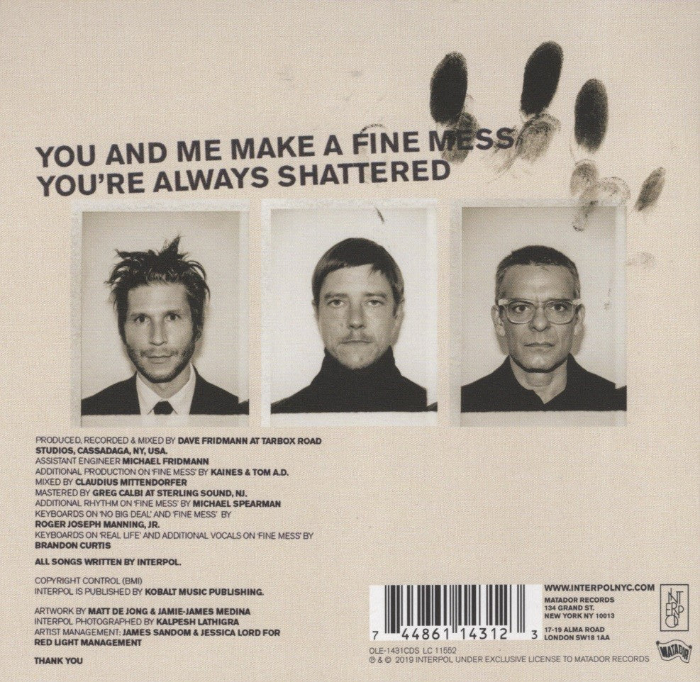 Back Cover: Interpol – Fine Mess CD | Relix