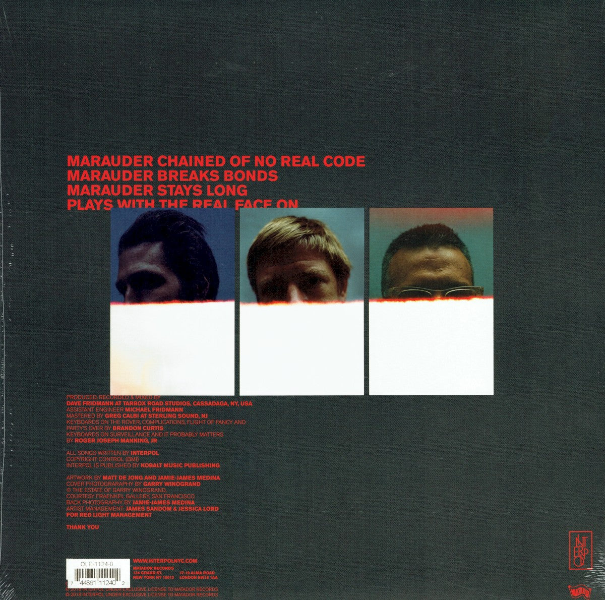 Back Cover: Interpol – Marauder Vinyl LP | Relix