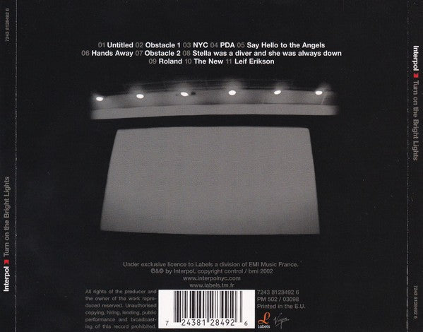 Back Cover: Interpol – Turn on the Bright Lights CD | Relix