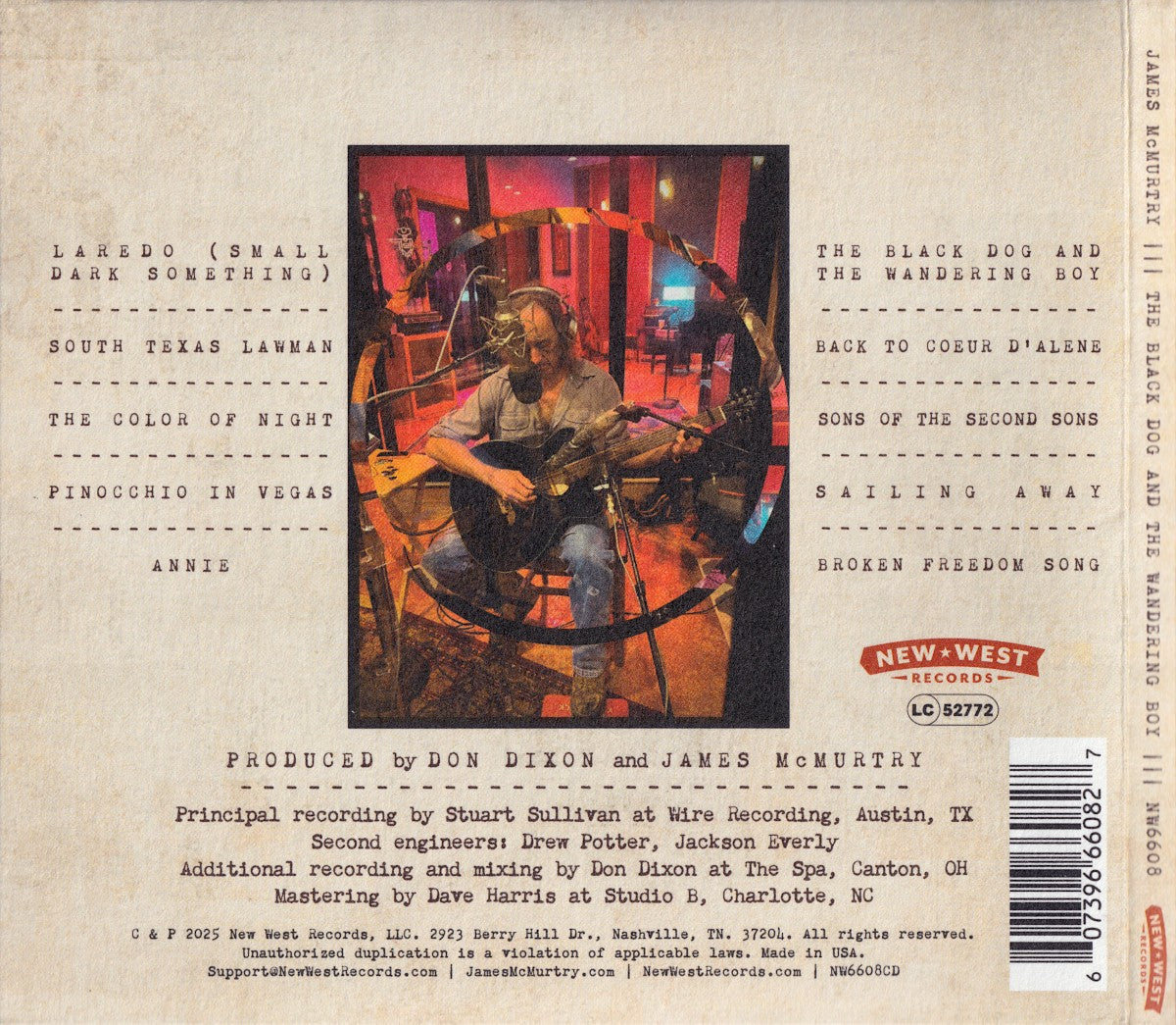 Back Cover: James McMurtry – The Black Dog and The Wandering Boy CD | Relix