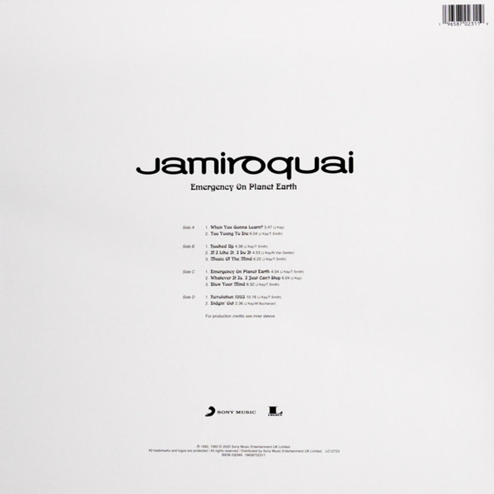 Back Cover: Jamiroquai – Emergency On Planet Earth (2-LP Vinyl) Vinyl LP | Relix