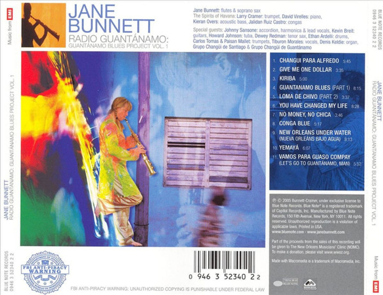 Back Cover: Jane Bunnett and Maqueque – Radio Guantanamo: Guantanamo Blues Project, Vol. 1 CD | Relix