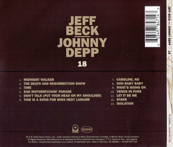 Back Cover: Jeff Beck and Johnny Depp – 18 CD | Relix