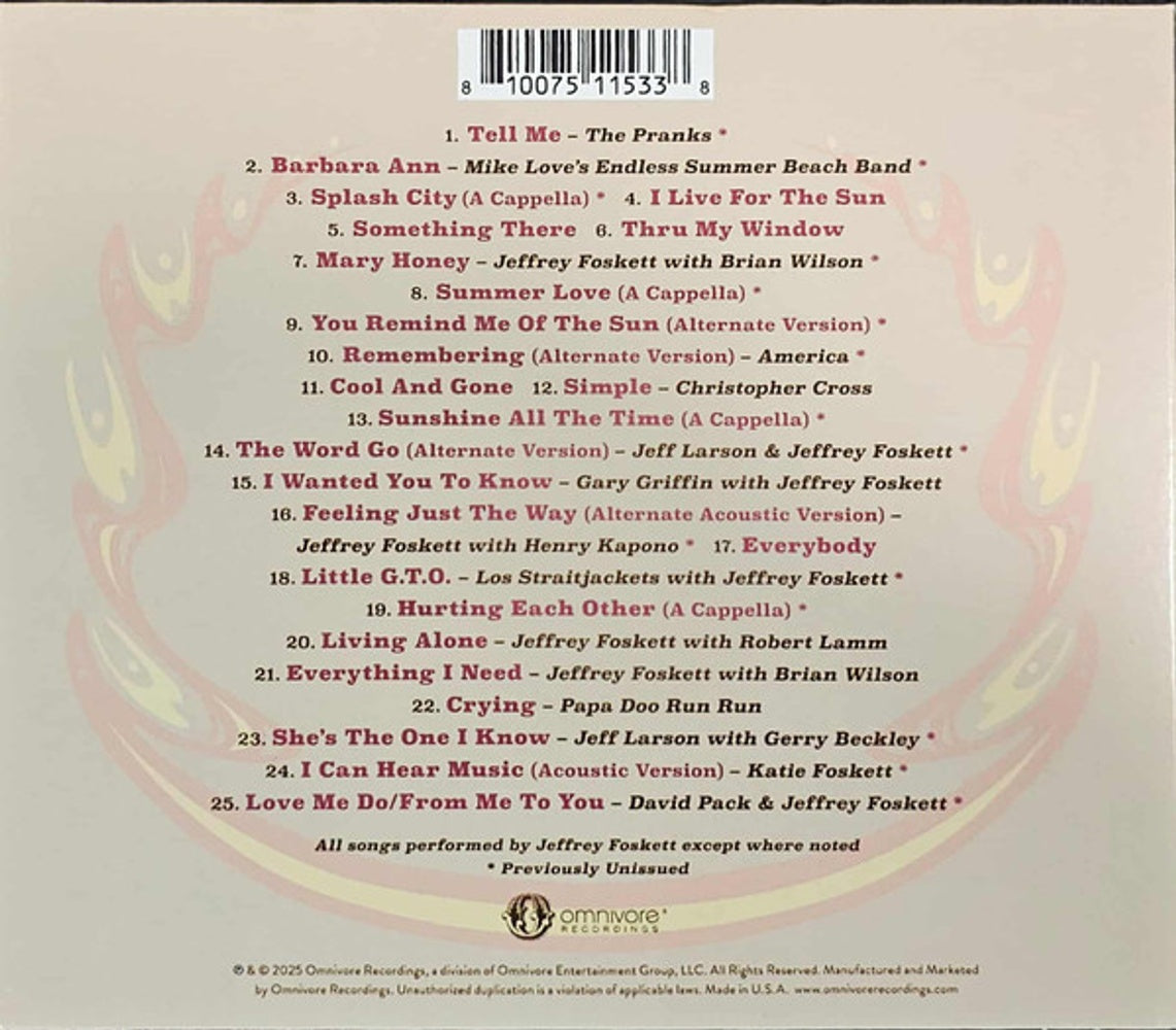 Back Cover: Jeffrey Foskett – Something There - Remembering CD | Relix