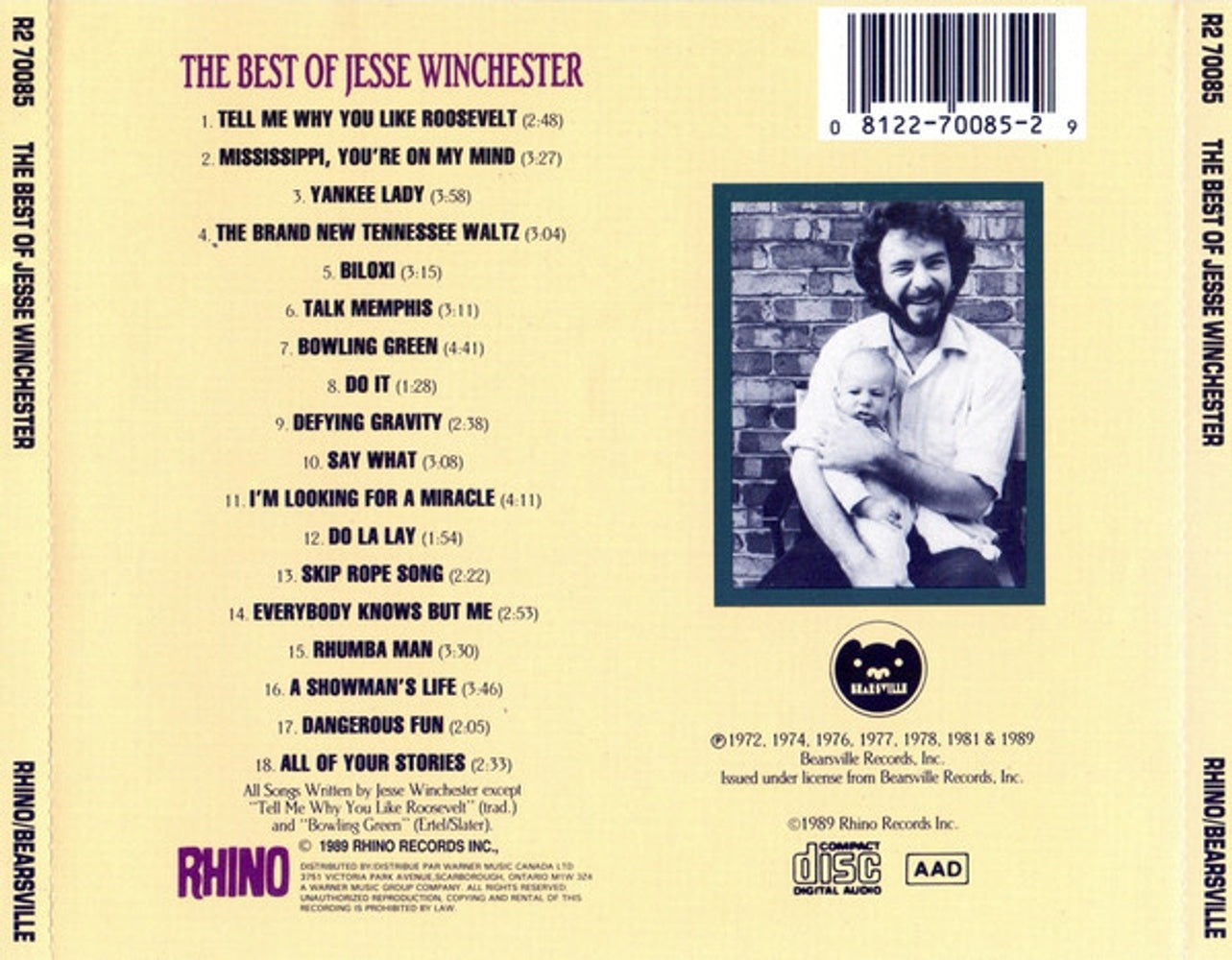 Back Cover: Jesse Winchester – Best of CD | Relix