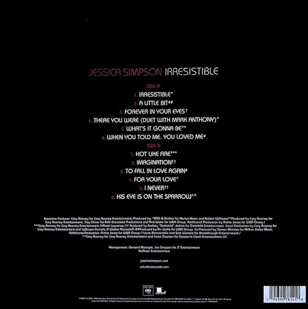Back Cover: Jessica Simpson – Irresistible (Colored, Grn, Ofgv LP Vinyl) Vinyl LP | Relix