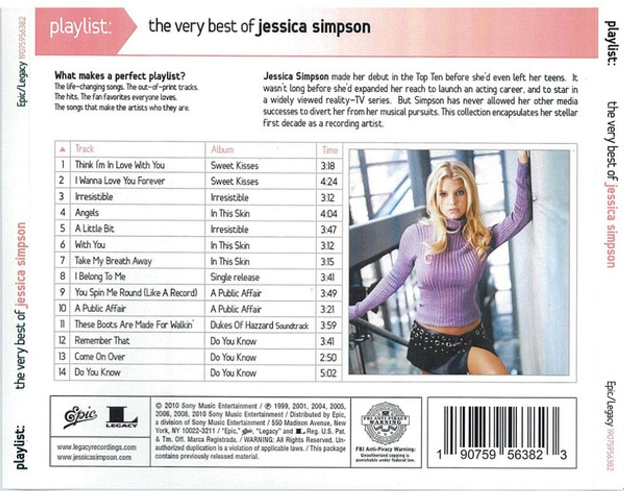 Back Cover: Jessica Simpson – Playlist: The Very Best Of Jessica Simpson CD | Relix