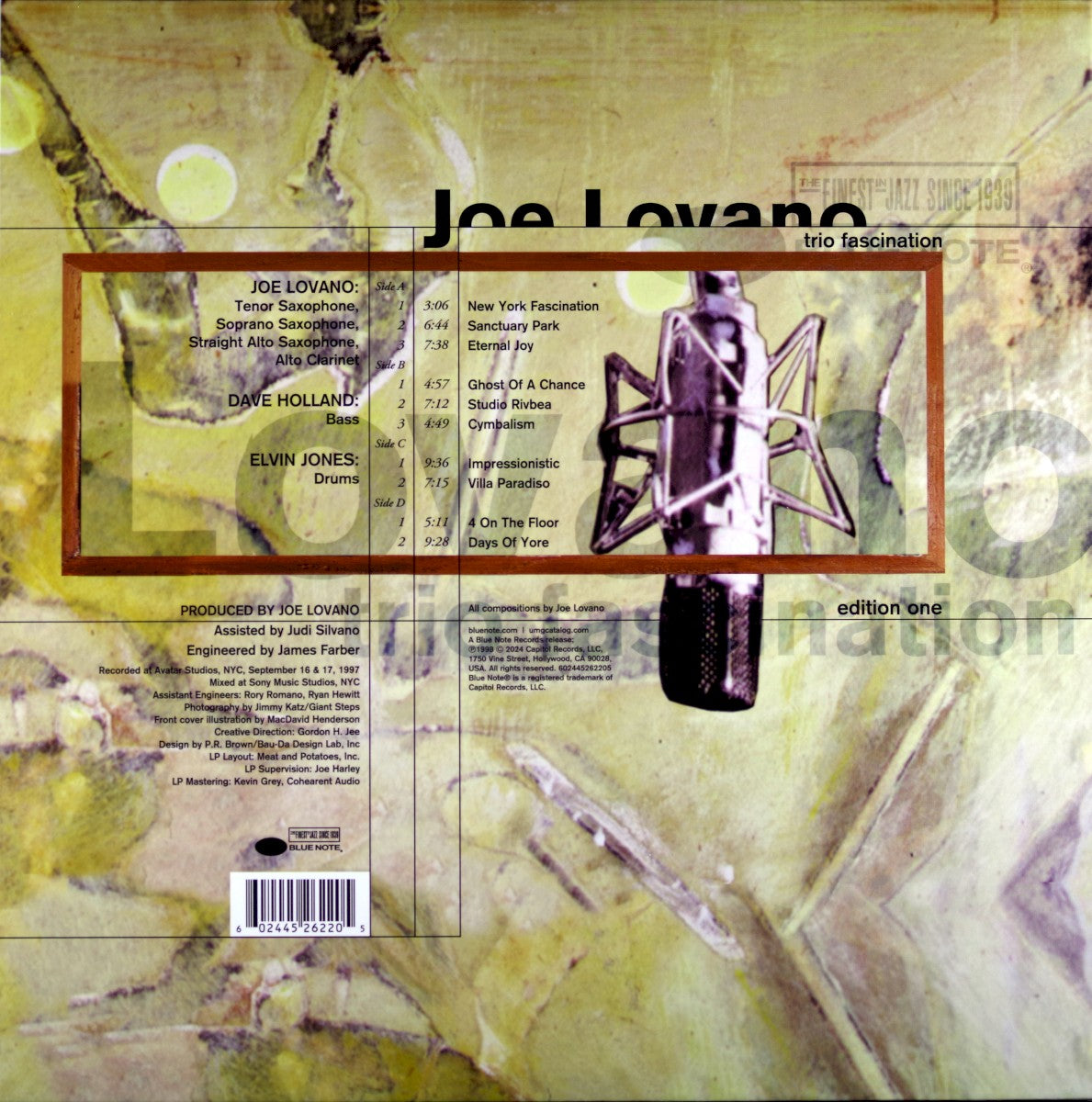 Back Cover: Joe Lovano – Trio Fascination (Blue Note Tone Poet Series LP Vinyl) Vinyl LP | Relix