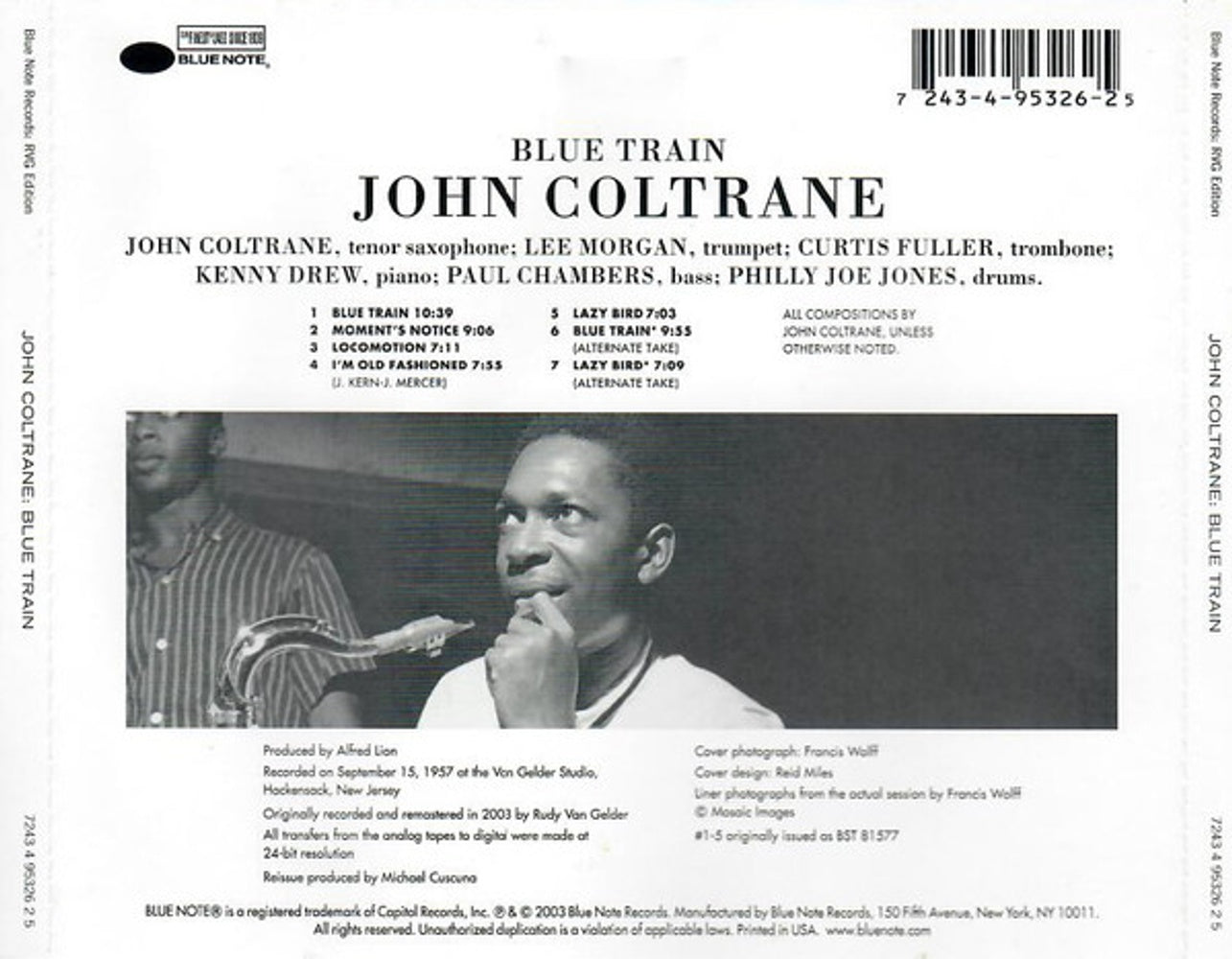 Back Cover: John Coltrane – Blue Train CD | Relix