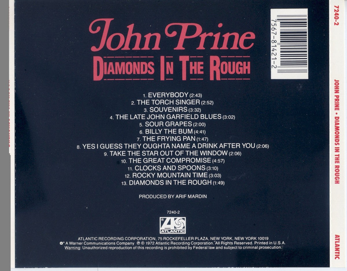 Back Cover: John Prine – Diamonds In The Rough Vinyl LP | Relix