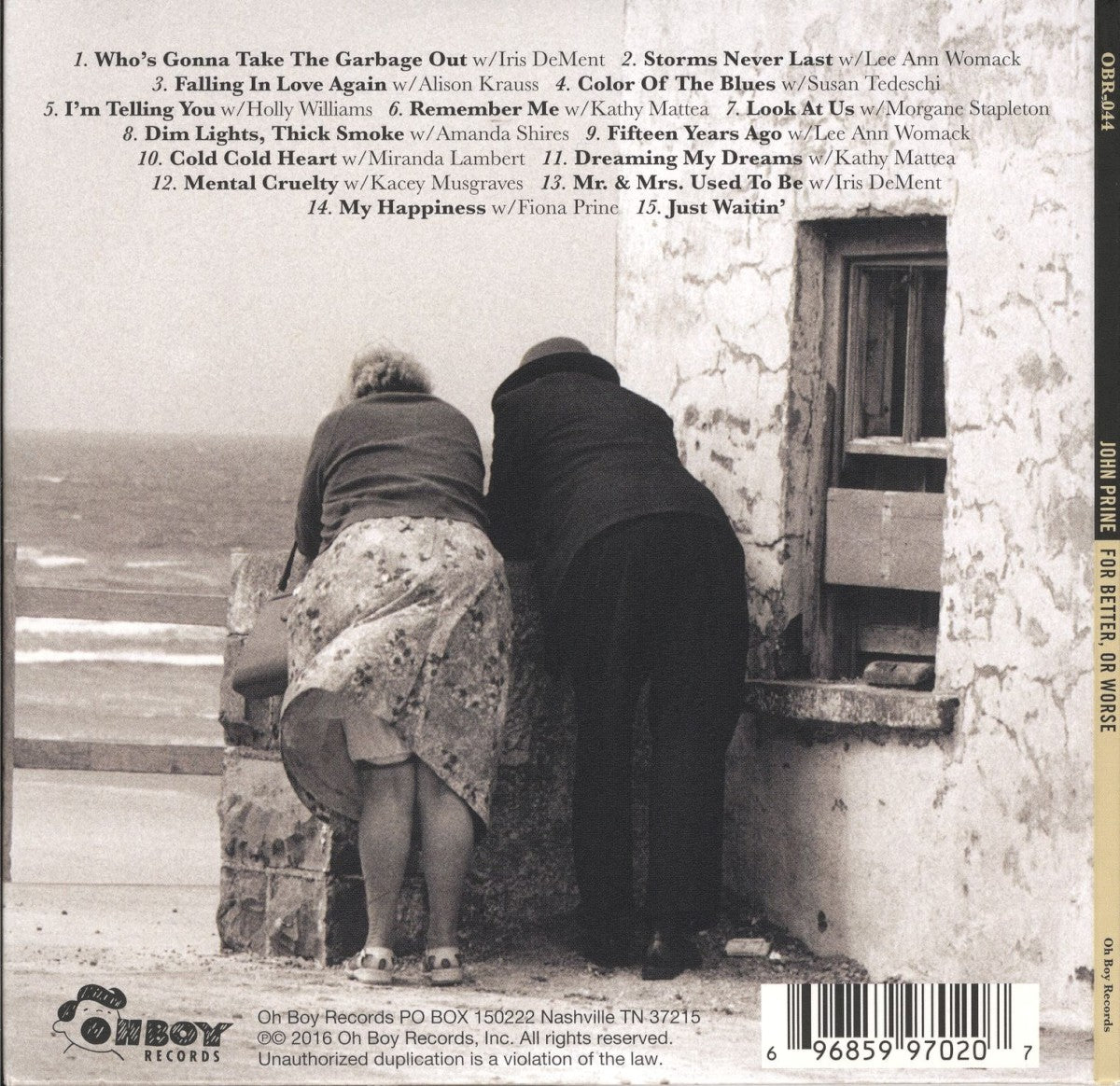 Back Cover: John Prine – For Better, Or Worse Vinyl LP | Relix