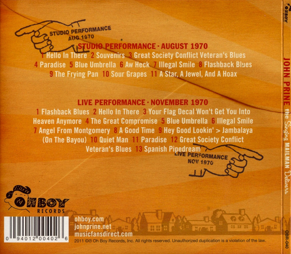 Back Cover: John Prine – The Singing Mailman Delivers (2-CD) CD | Relix