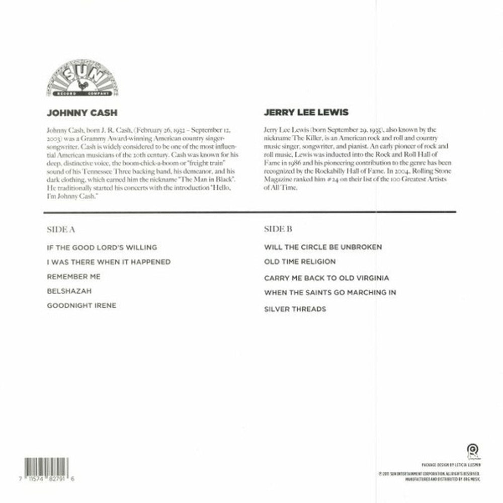 Back Cover: Johnny Cash and Jerry Lee Lewis – Sunday Down South Vinyl LP | Relix