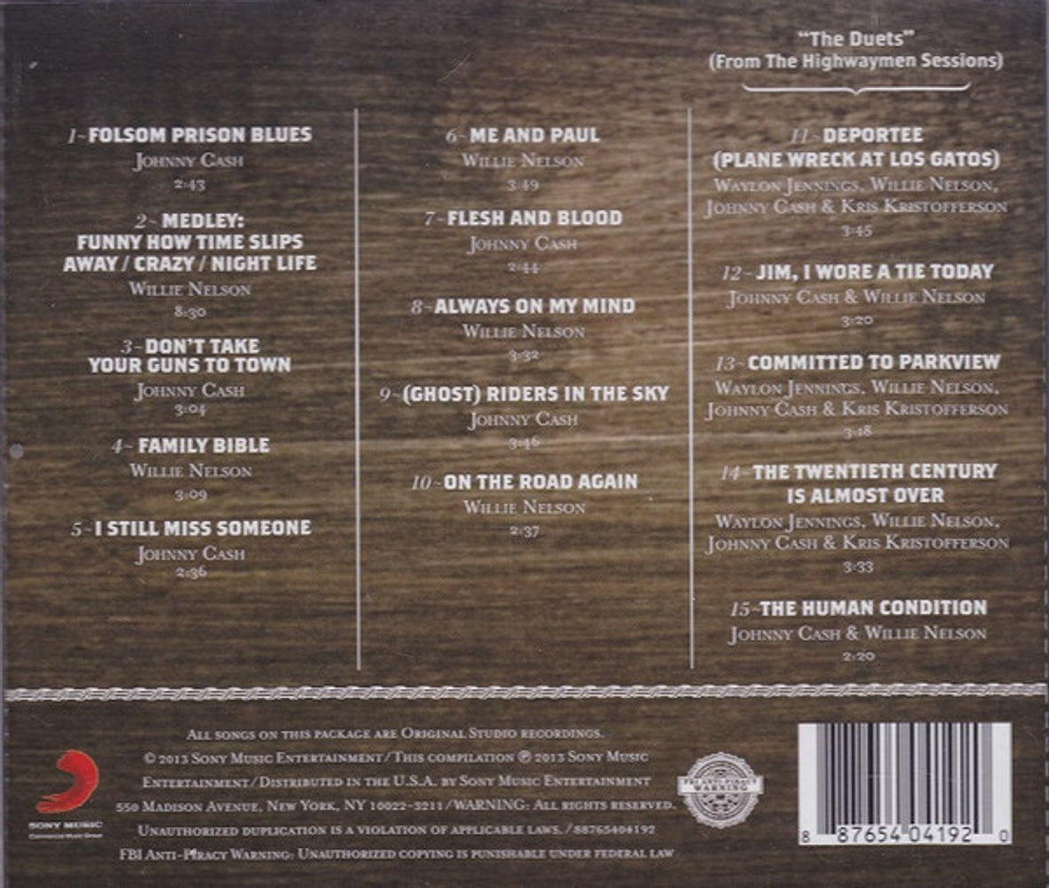 Back Cover: Johnny Cash / Nelson,Willie – Every Song Tells a Story CD | Relix