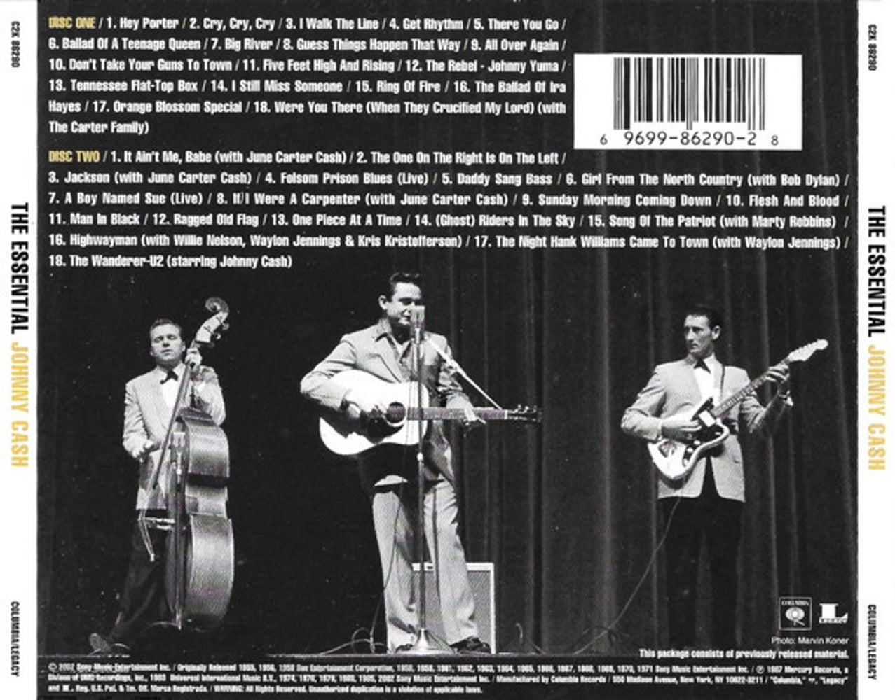 Back Cover: Johnny Cash/Willie Nelson/George Jones – Essential Johnny Cash (2-CD) CD | Relix