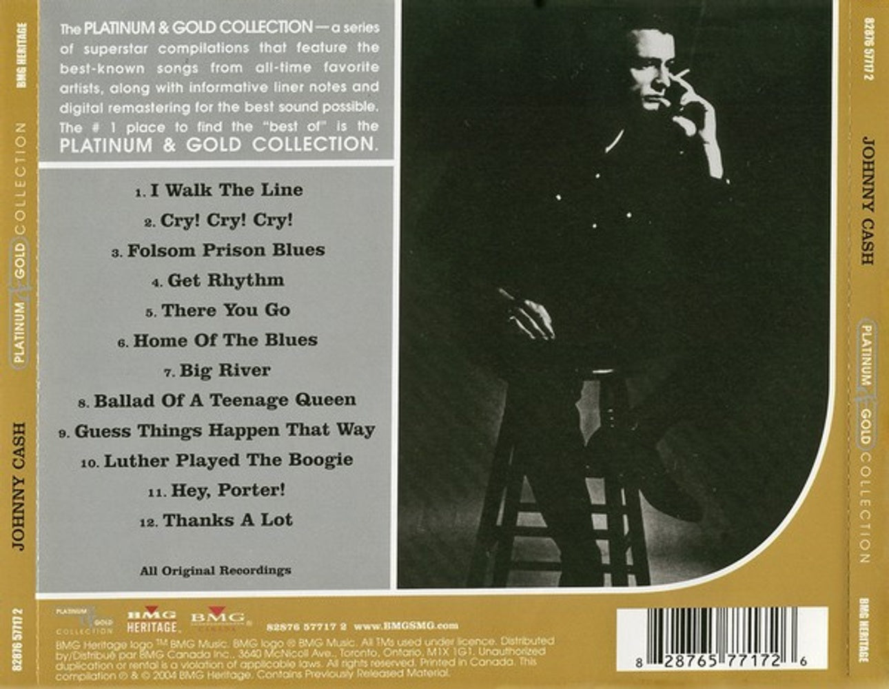 Back Cover: Johnny Cash/Willie Nelson/George Jones – Platinum & Gold Collection (Remastered CD) CD | Relix