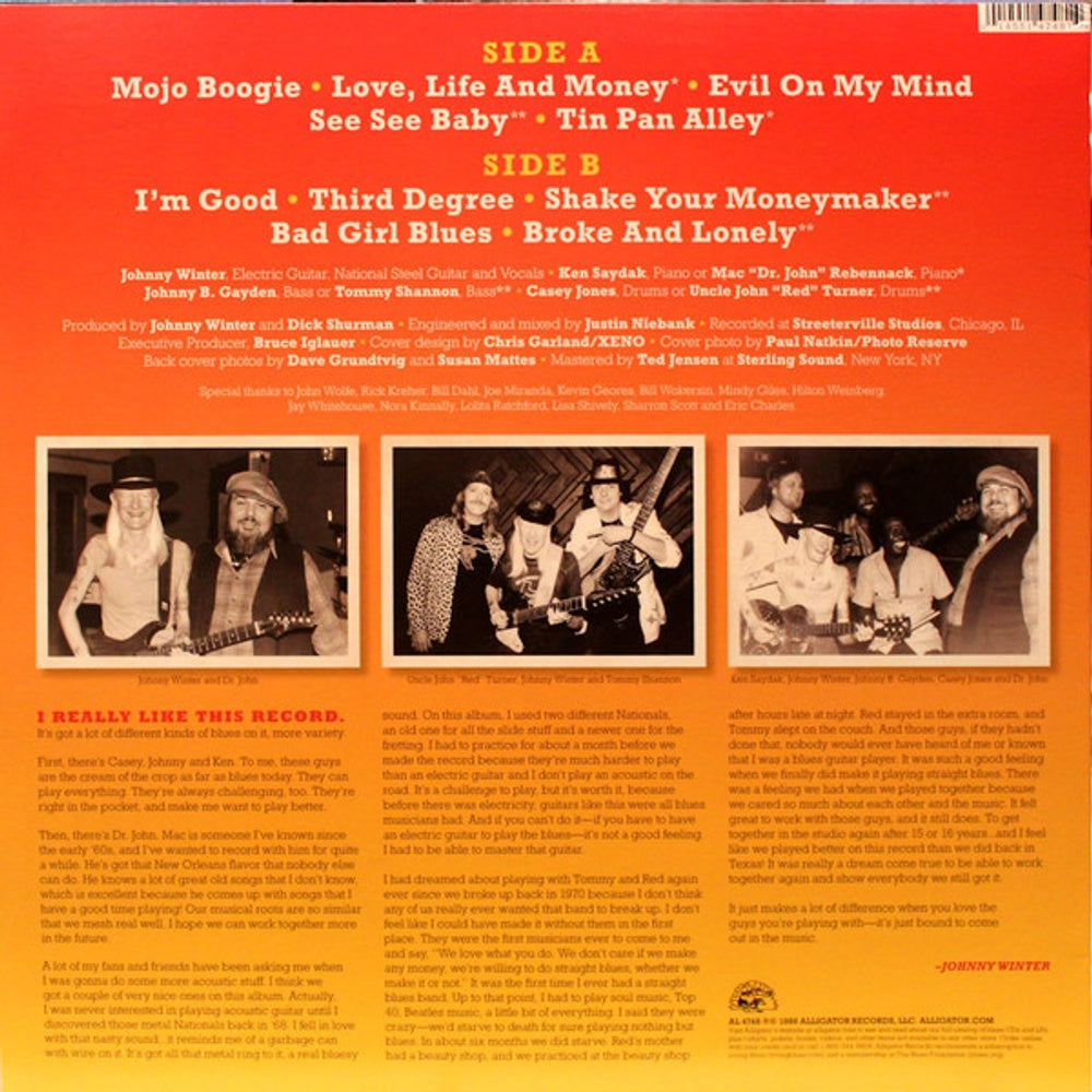 Back Cover: Johnny Winter – 3rd Degree (Ofgv LP Vinyl) Vinyl LP | Relix