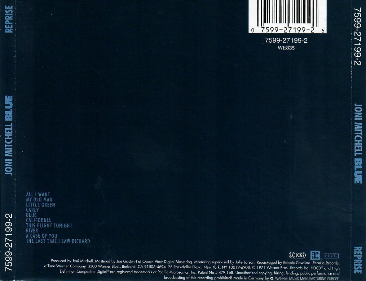 Back Cover: Joni Mitchell – Blue CD | Relix