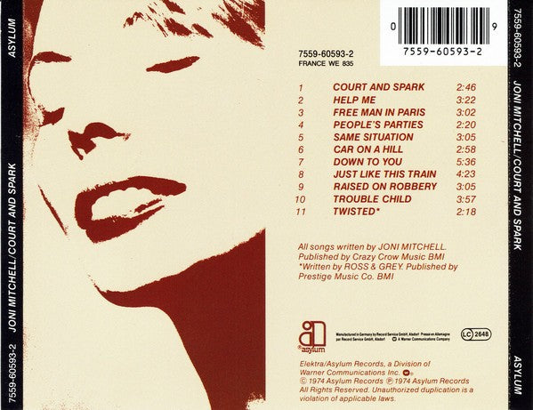 Back Cover: Joni Mitchell – Court & Spark CD | Relix