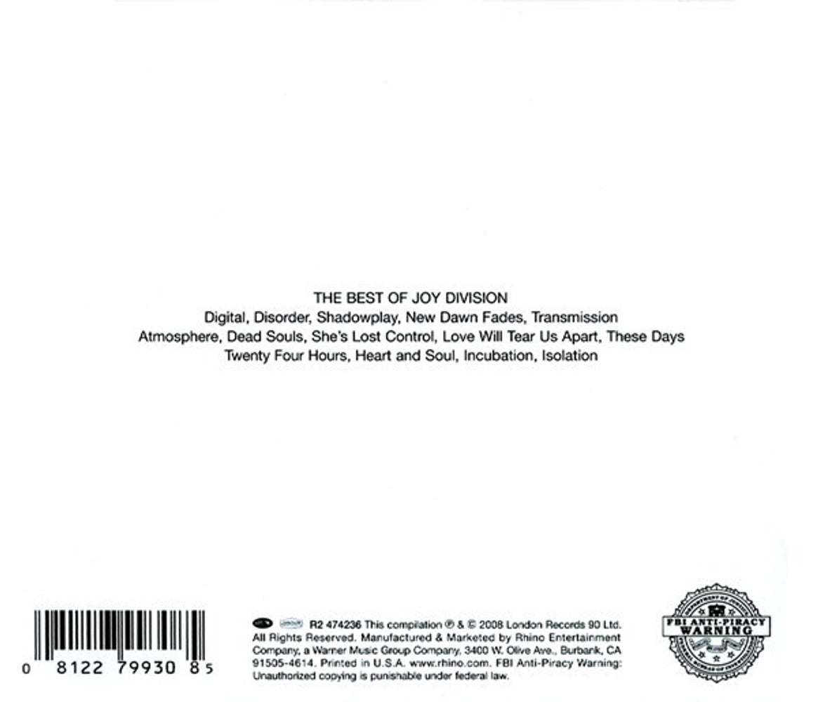 Back Cover: Joy Division – The Best Of Joy Division CD | Relix