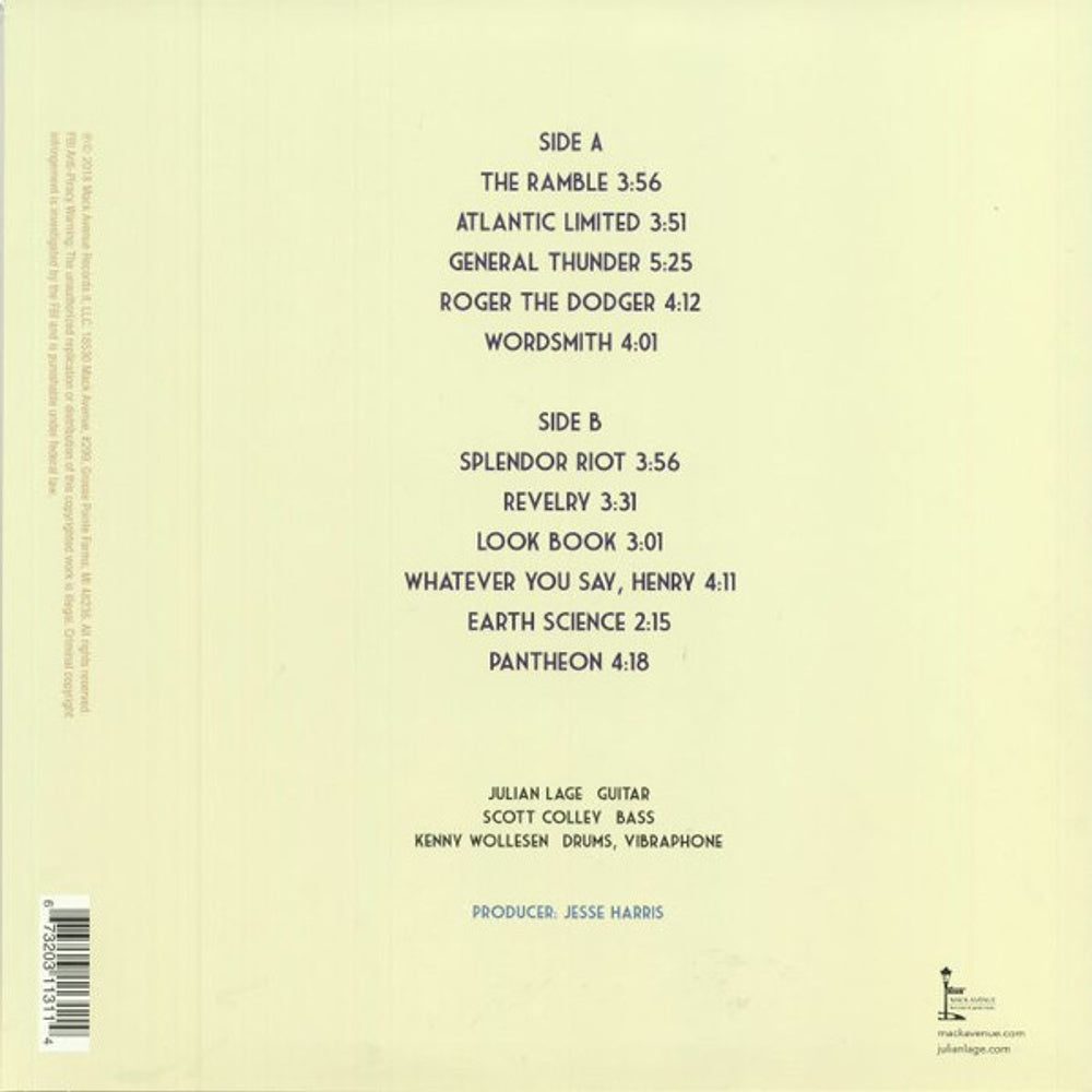 Back Cover: Julian Lage – Modern Lore Vinyl LP | Relix