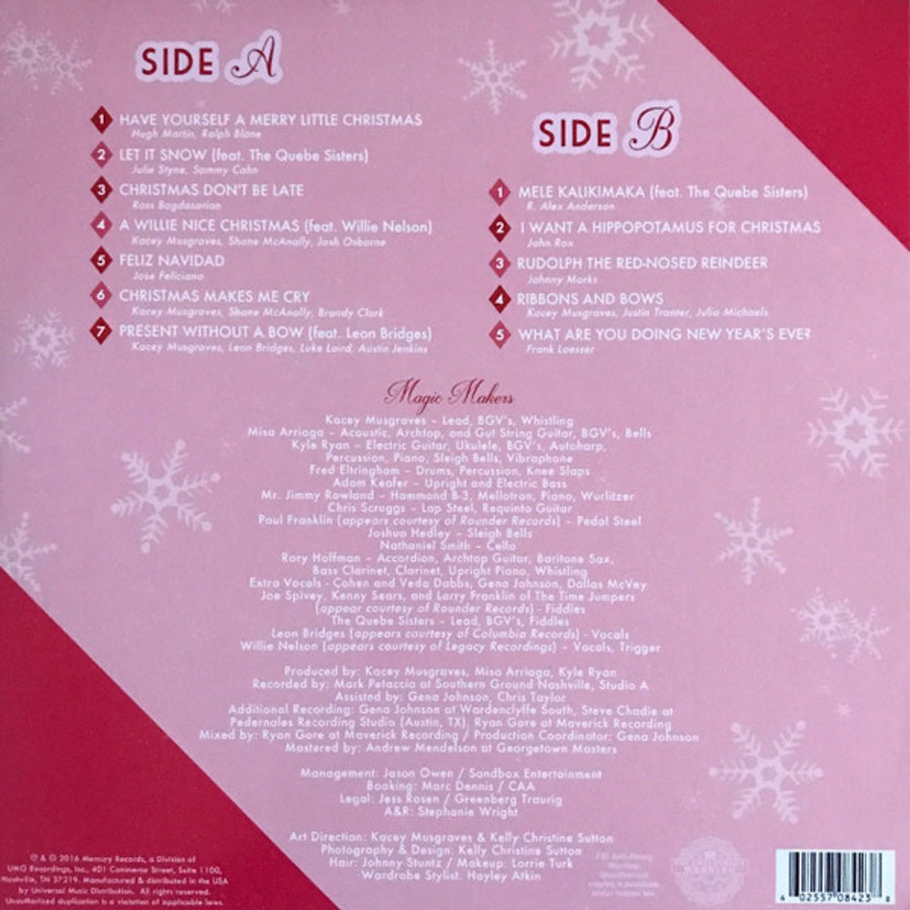 Back Cover: Kacey Musgraves – A Very Kacey Christmas (LP Vinyl) Vinyl LP | Relix