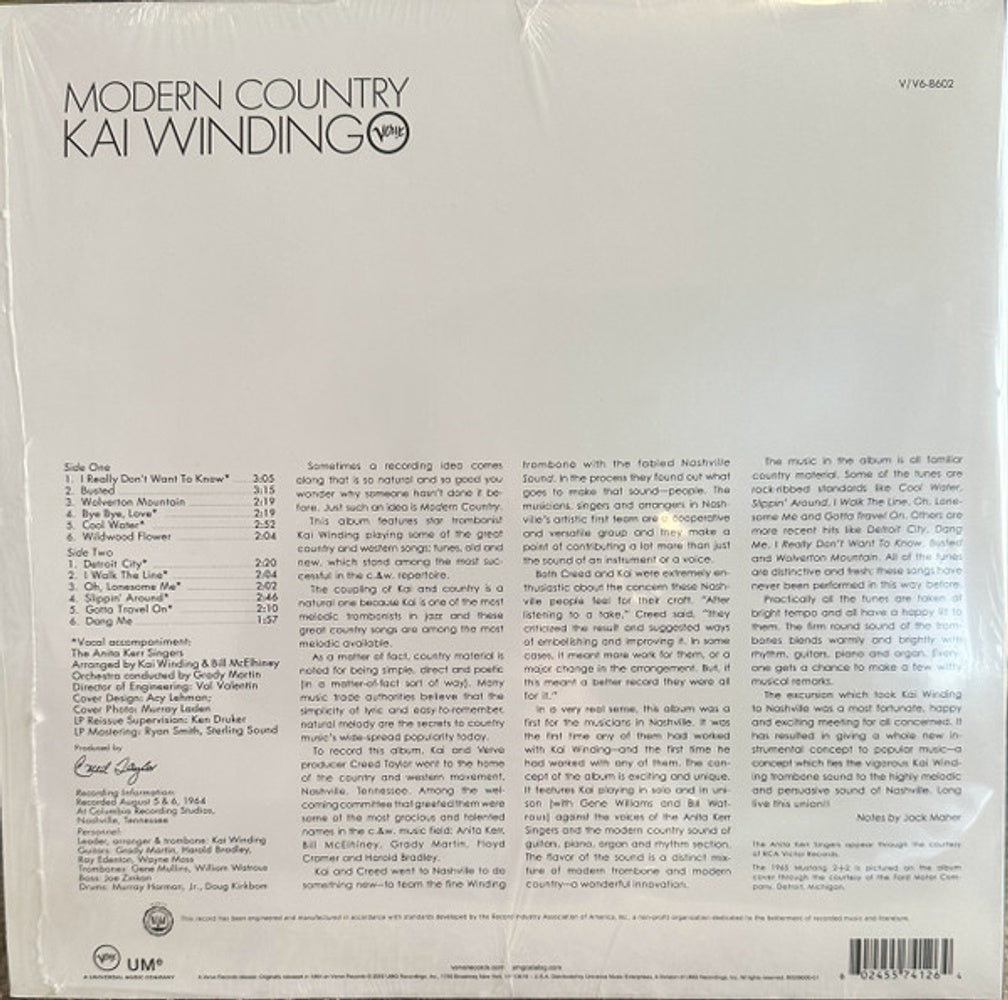 Back Cover: Kai Winding – Modern Country (Verve By Request Series LP Vinyl) Vinyl LP | Relix