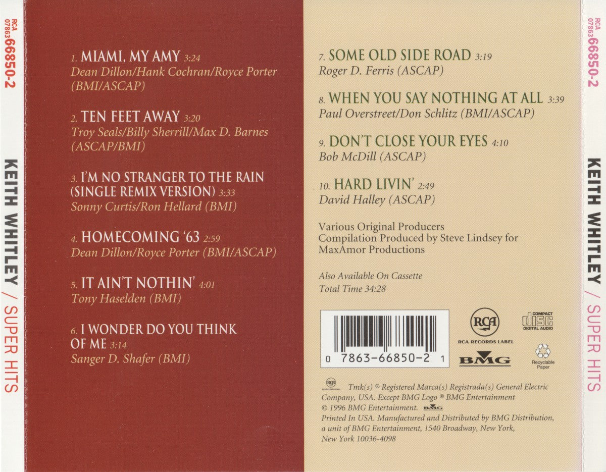 Back Cover: Keith Whitley – Super Hits CD | Relix