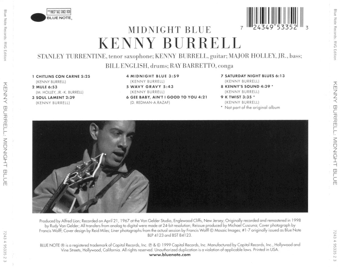 Back Cover: Kenny Burrell – Midnight Blue (remastered CD) CD | Relix