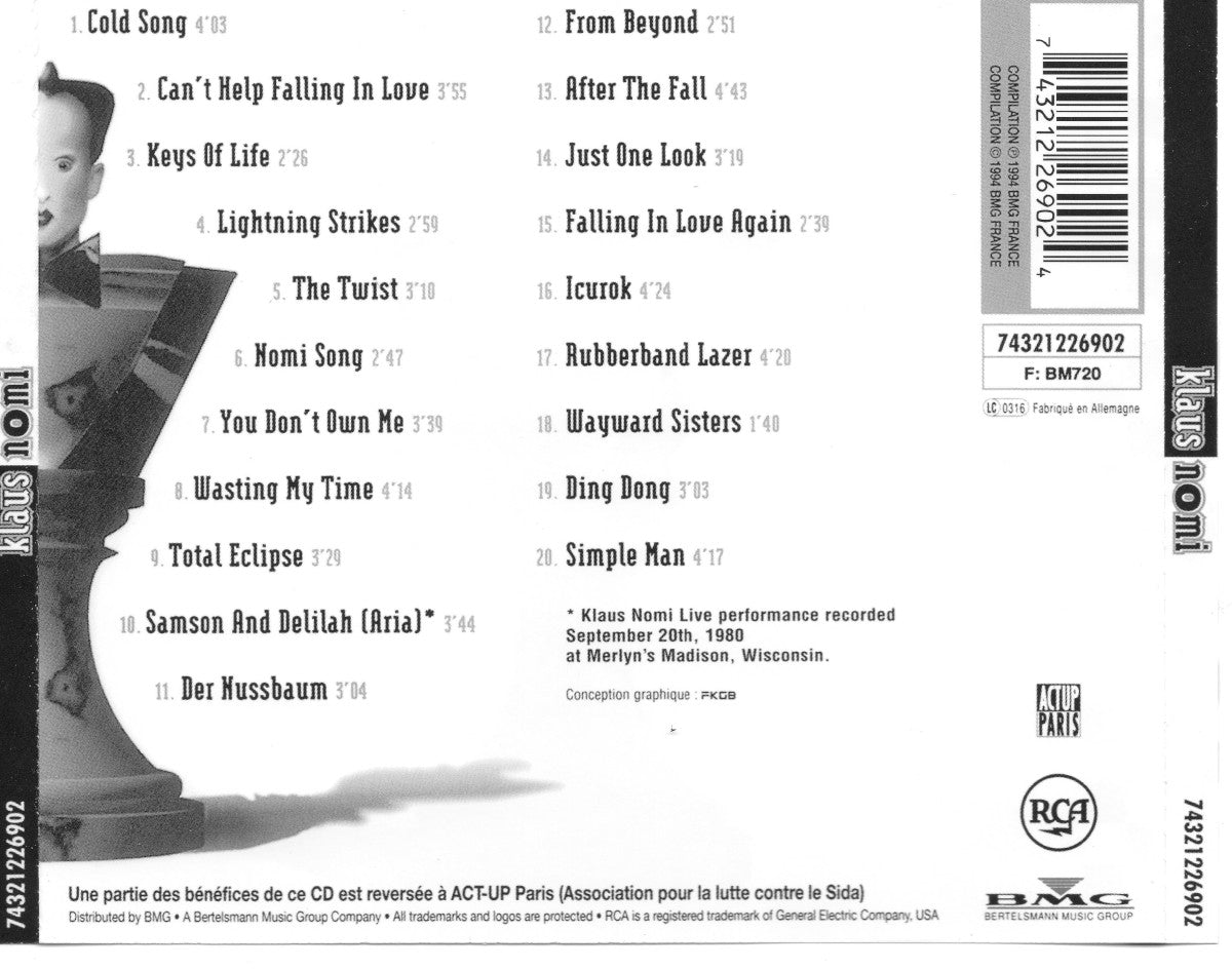 Back Cover: Klaus Nomi – Klaus Nomi CD | Relix