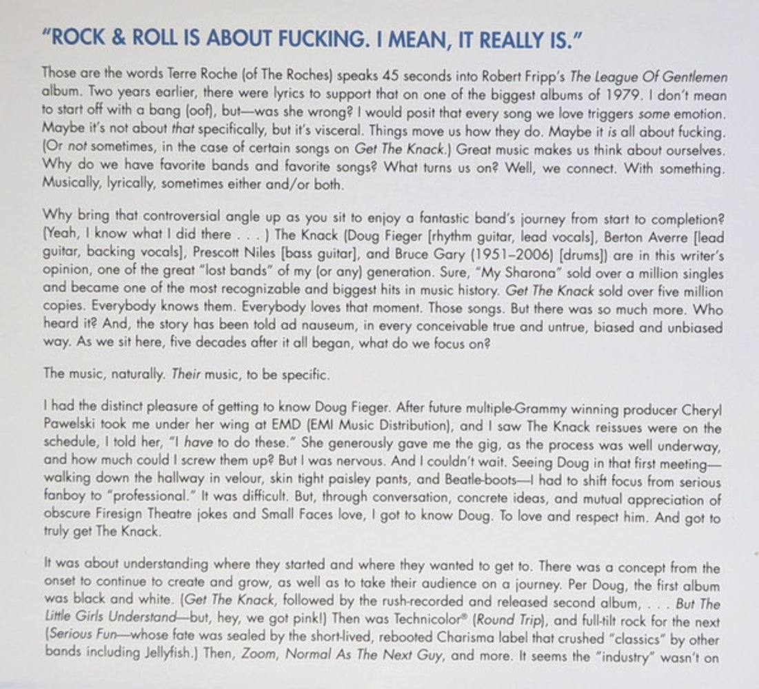 Back Cover: Knack – Knackology: The Zen Recordings CD | Relix