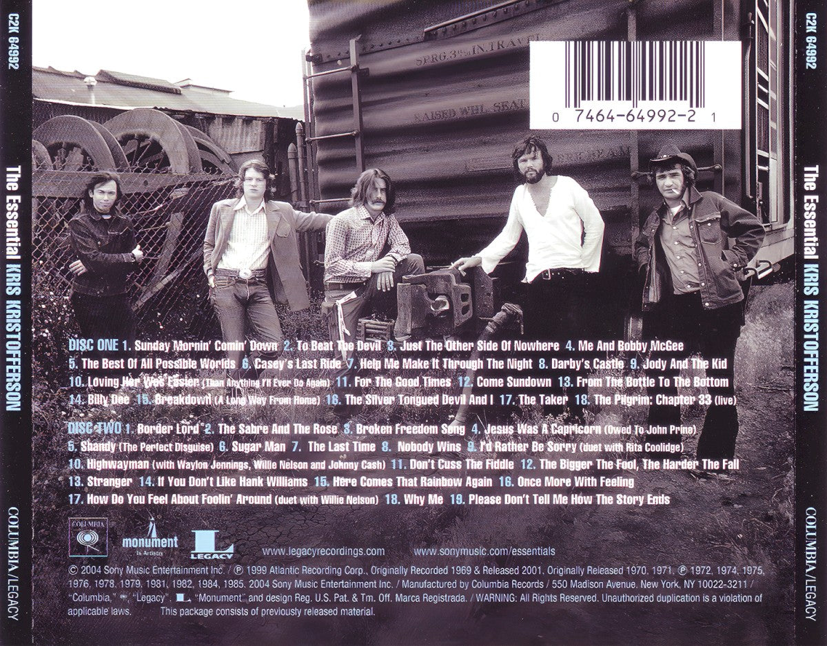 Back Cover: Kris Kristofferson – Essential Kris Kristofferson (2-CD) CD | Relix