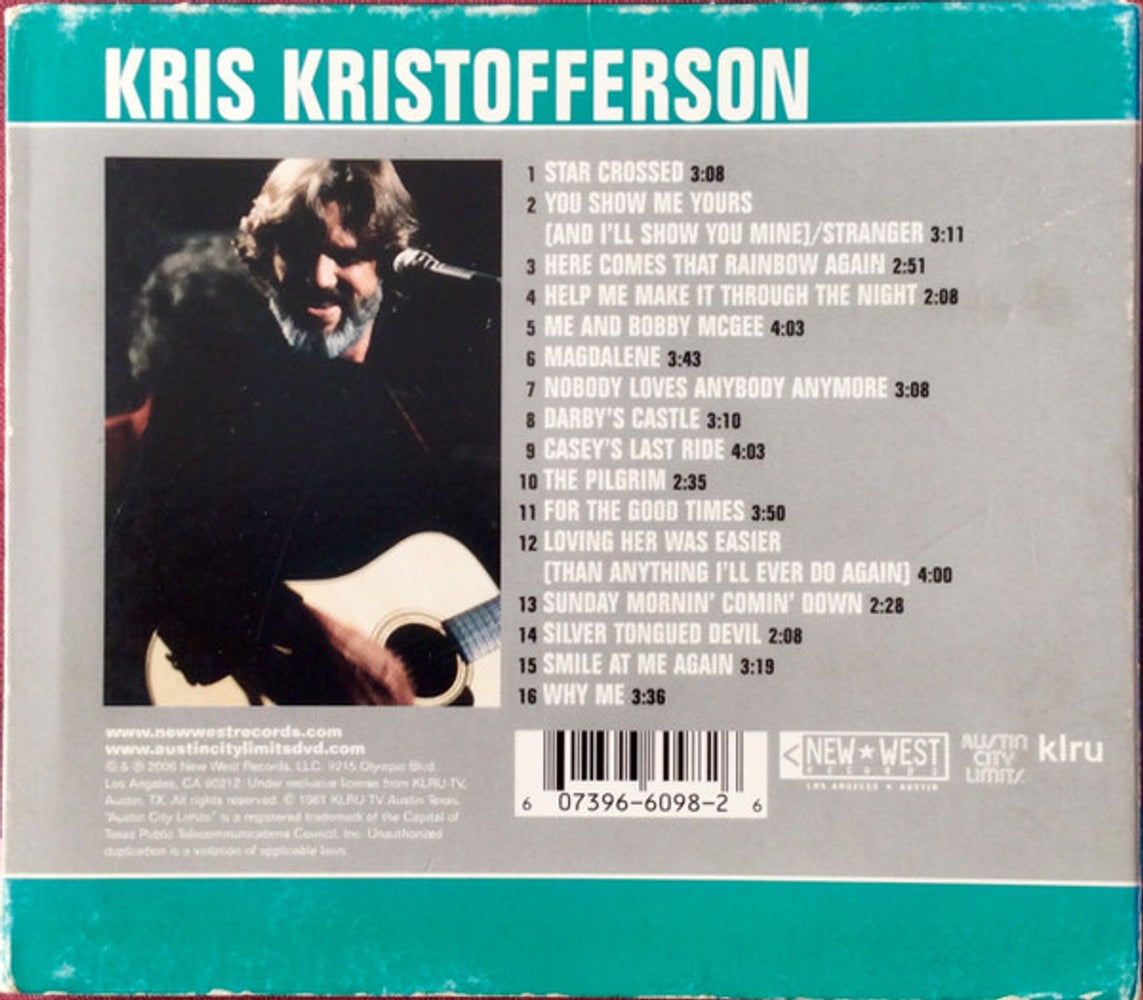 Back Cover: Kris Kristofferson – Live from Austin Texas CD | Relix