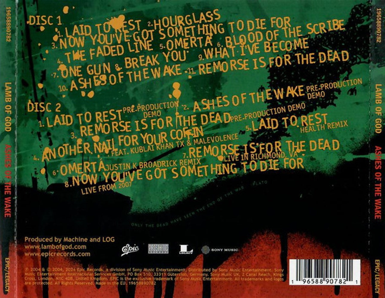 Back Cover: Lamb Of God – Ashes Of The Wake (Bonus Tracks, Deluxe, Aniv CD) CD | Relix