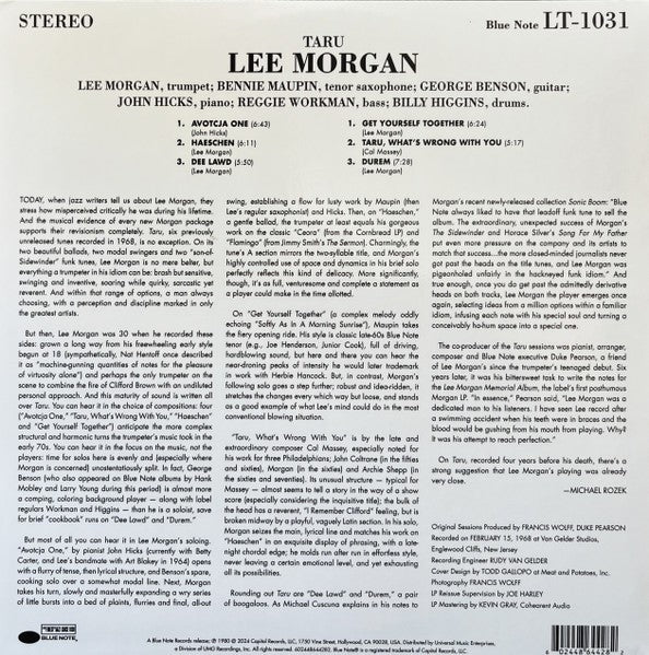Back Cover: Lee Morgan – Taru (Blue Note Tone Poet Series LP Vinyl) Vinyl LP | Relix