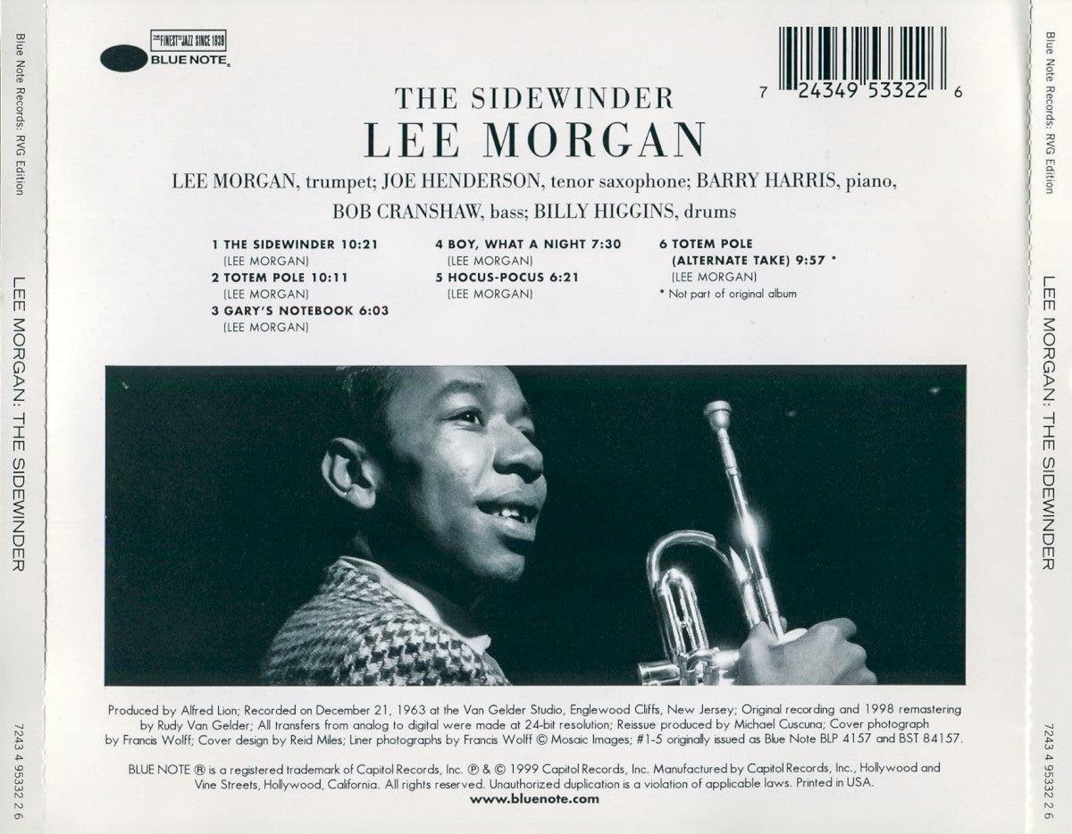 Back Cover: Lee Morgan – The Sidewinder CD | Relix