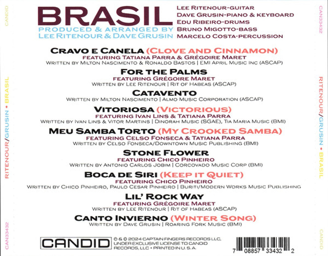 Back Cover: Lee Ritenour  / Grusin,Dave – Brasil CD | Relix