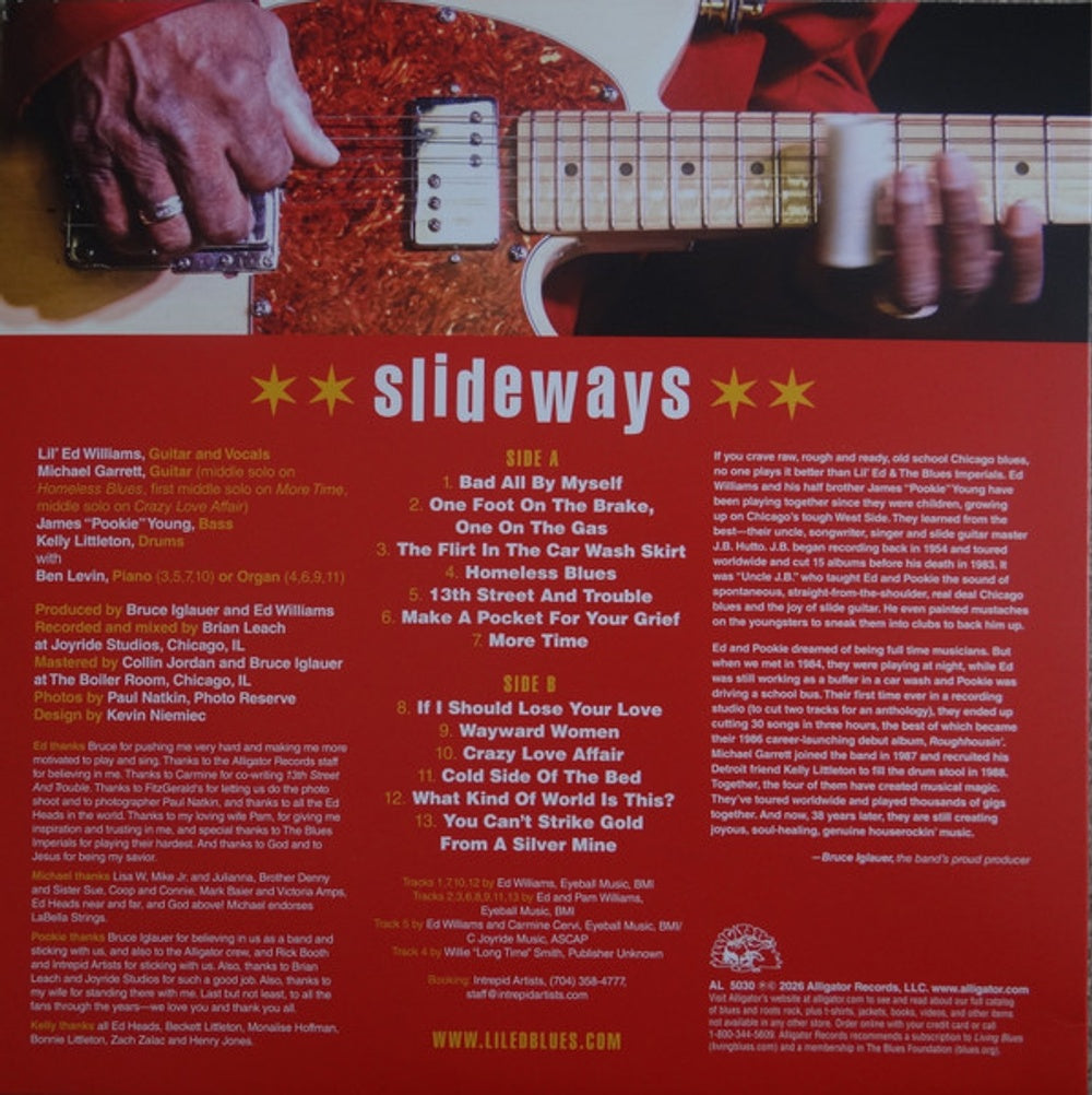Back Cover: Lil Ed / Blues Imperials – Slideways (Clear, Red LP Vinyl) Vinyl LP | Relix