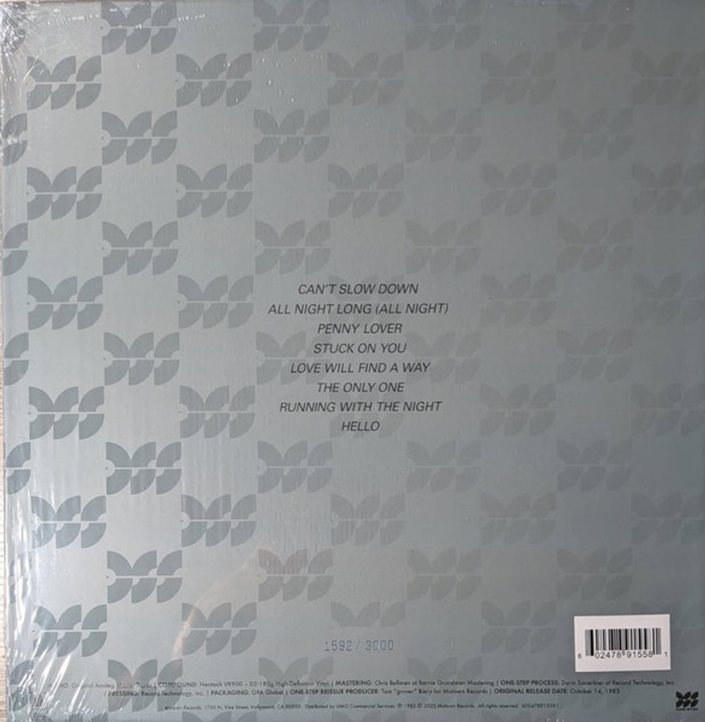 Back Cover: Lionel Richie – Can't Slow Down (DSS One-Step, 180g LP Vinyl) Vinyl LP | Relix