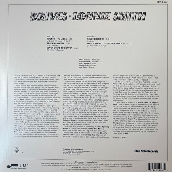 Back Cover: Lonnie Smith – Drives (Blue Note Classic Vinyl Series, 180 Gram) Vinyl LP | Relix