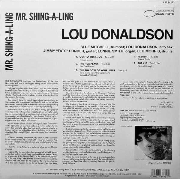 Back Cover: Lou Donaldson – Mr Shing-A-Ling (180 Gram LP Vinyl) Vinyl LP | Relix