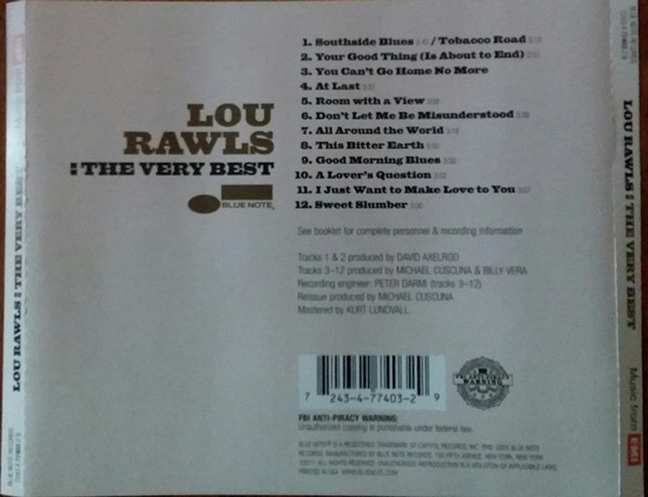 Back Cover: Lou Rawls – The Very Best CD | Relix
