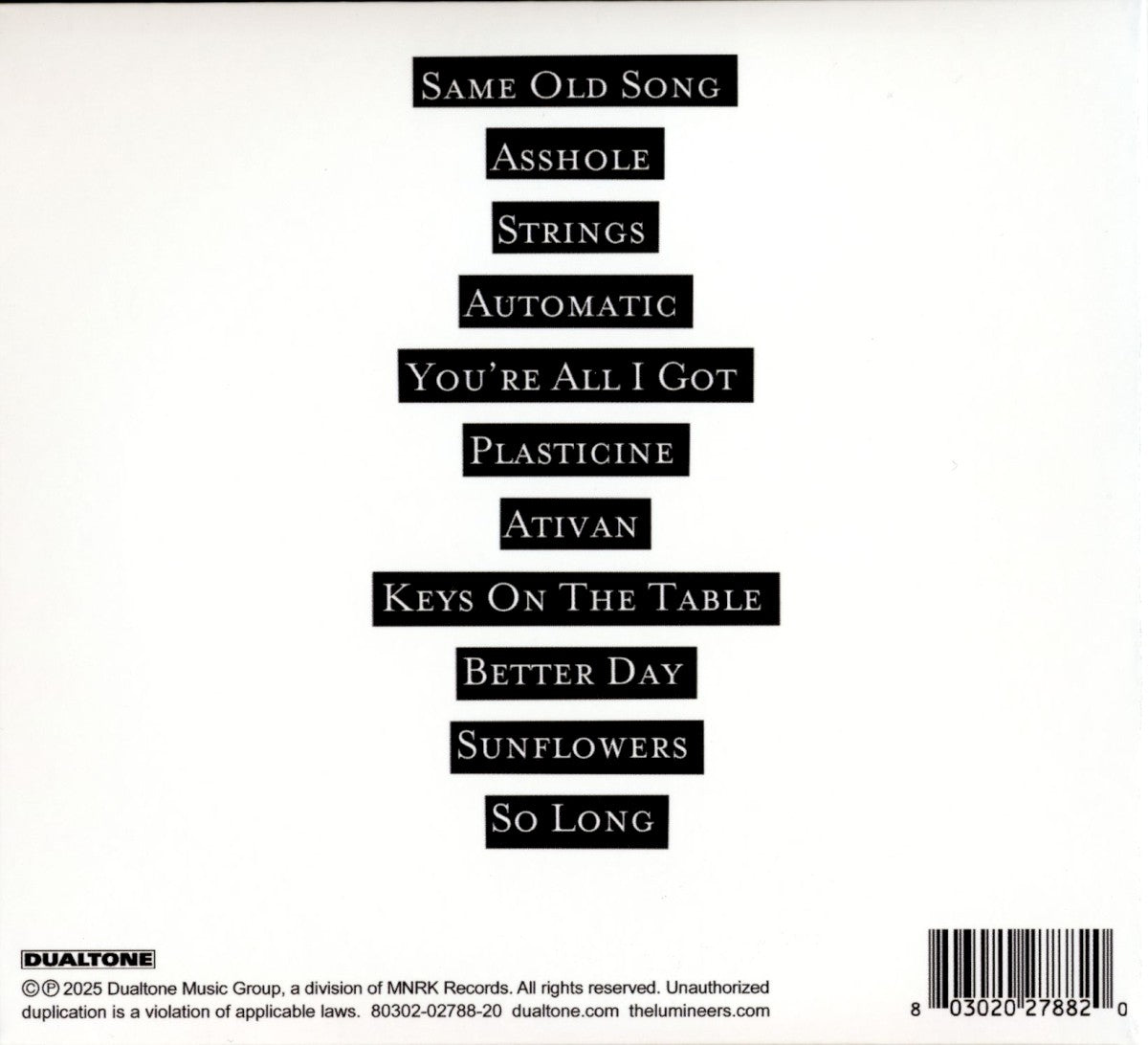 Back Cover: Lumineers – Automatic Vinyl LP | Relix