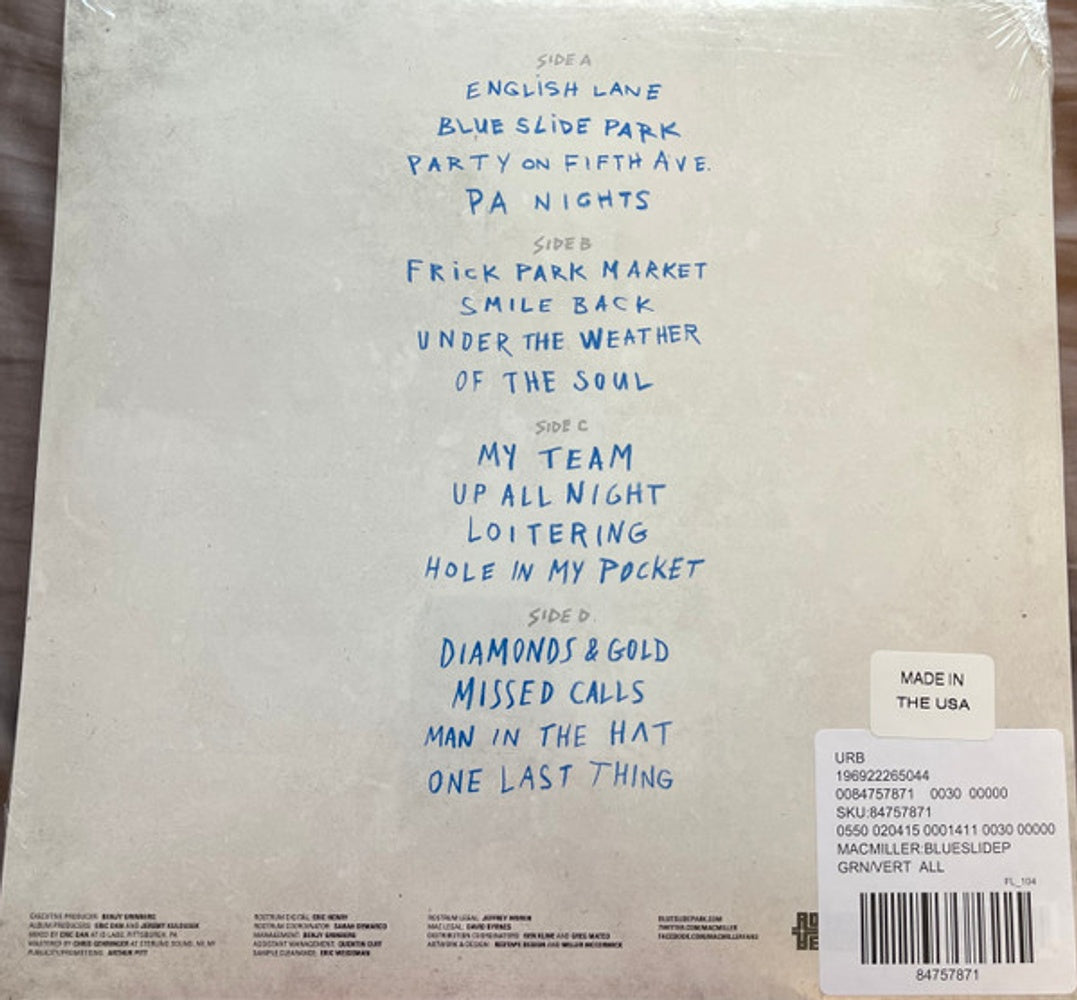 Back Cover: Mac Miller – Blue Slide Park (Clear, Grn LP Vinyl) Vinyl LP | Relix