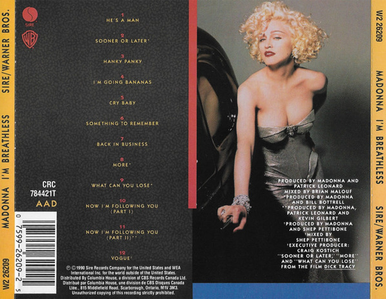 Back Cover: Madonna – I'm Breathless (Import CD) CD | Relix